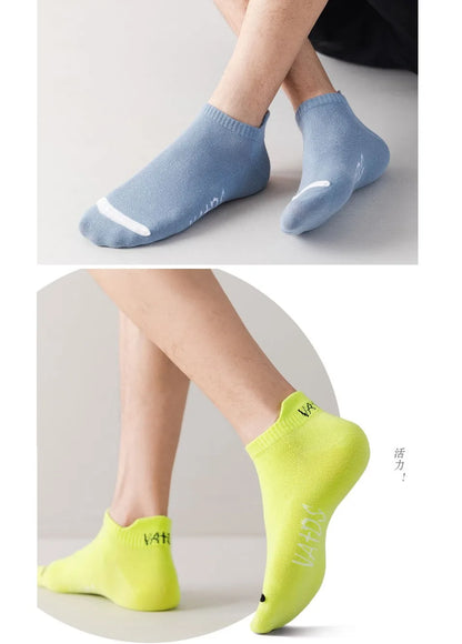 5 Pairs Bright Color Ankle No Show Socks Men Breathable Street Fashion Sport Deodorant Invisible Travel Running Socks - Fitness Snips