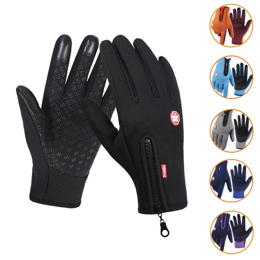 New Winter Gloves Men Women Touch Cold Waterproof Motorcycle Cycle Gloves Male Outdoor Sports Plus Velvet Warm Running Ski Glove - Fitness Snips